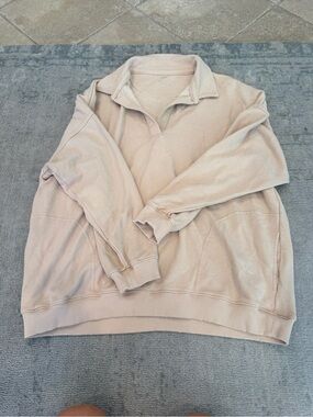 aerie Men's Zip-Up Pullover Sweatshirt - Light Beige